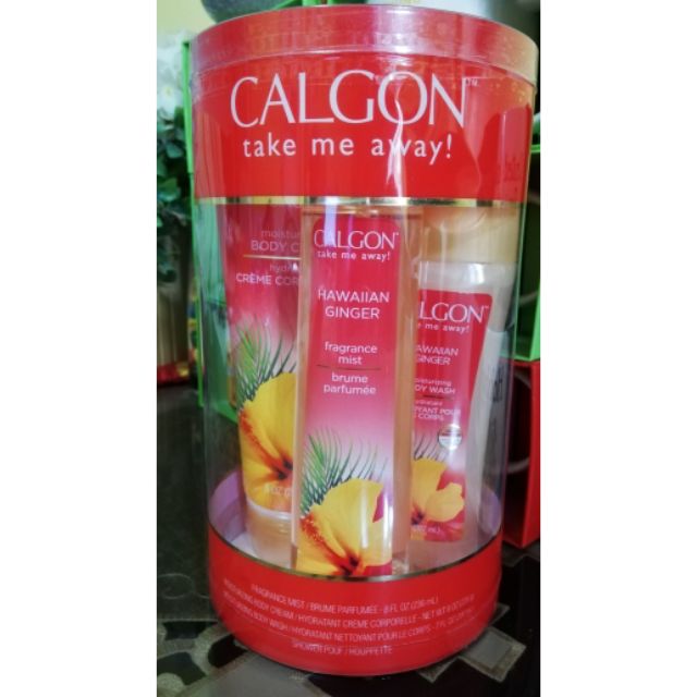 Calgon Hawaian Ginger Gift Set, Mist, BodyCream, Wash & Puff Shopee