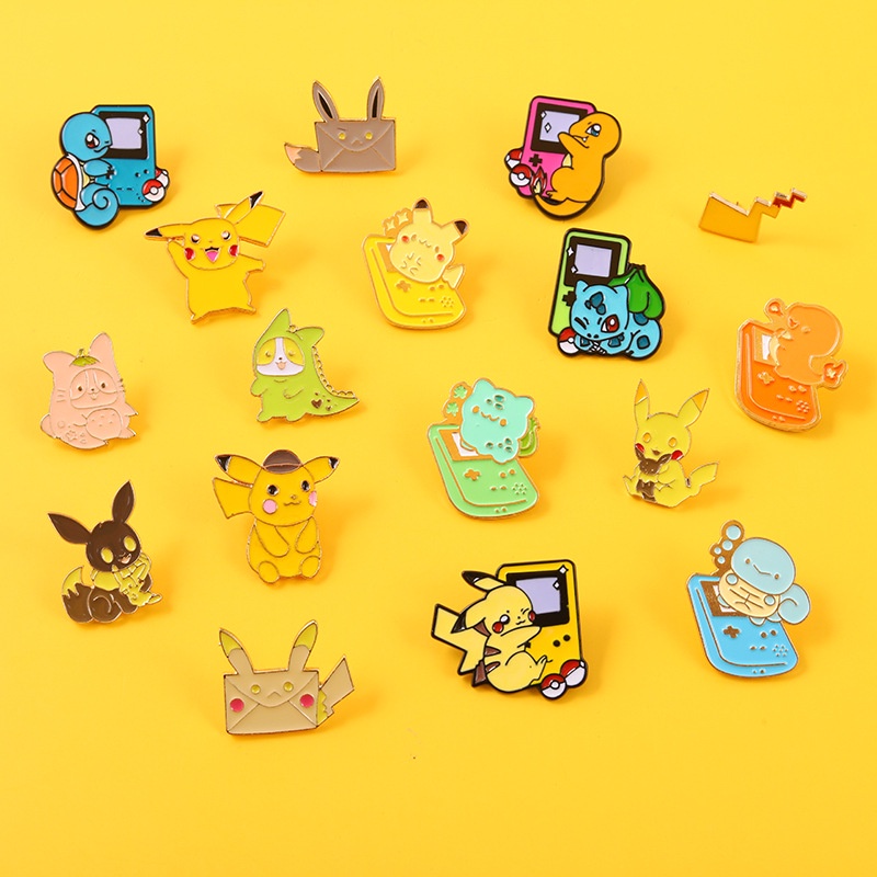 Cute Cartoon Enamel Pin Anime Game Brooch Badges Pikachu Lapel Pin ...