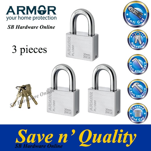 [1-Year Warranty, ANTI-CUT, ANTI-RUST, KEY ALIKE] ARMOR APL-1000 50MM ...