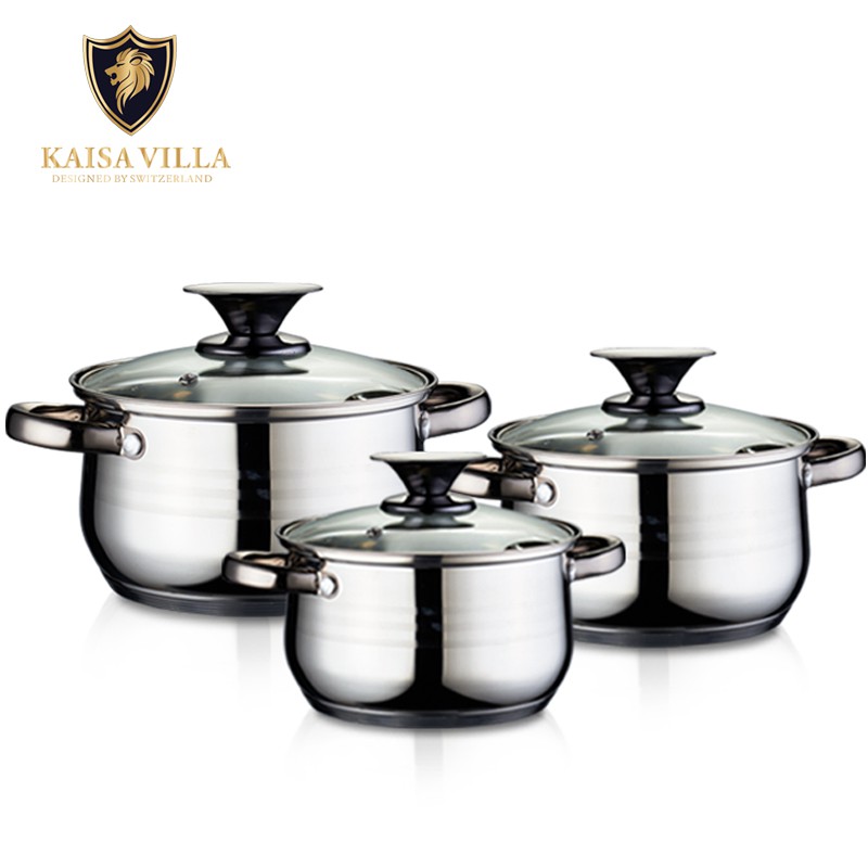 Kaisa Villa cookware set stainless steel casserole set silver stew soup ...