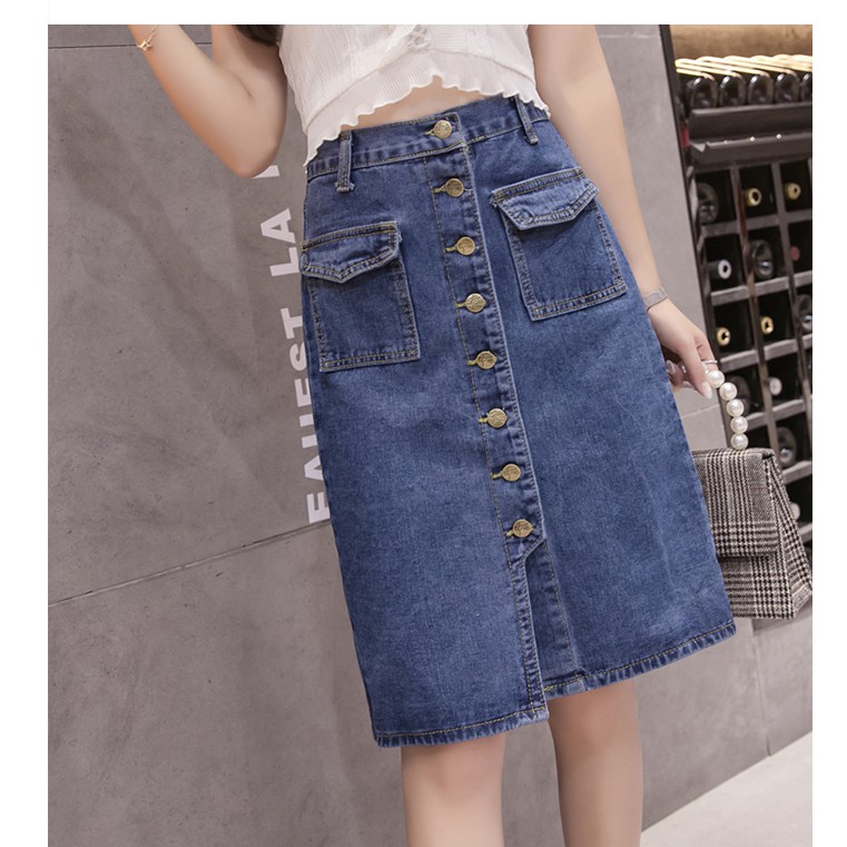 Mid length denim outlet skirts 5xl