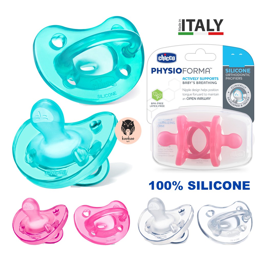 Chicco PhysioForma Soft Silicone Pacifier - Teal 0-6m 2pc