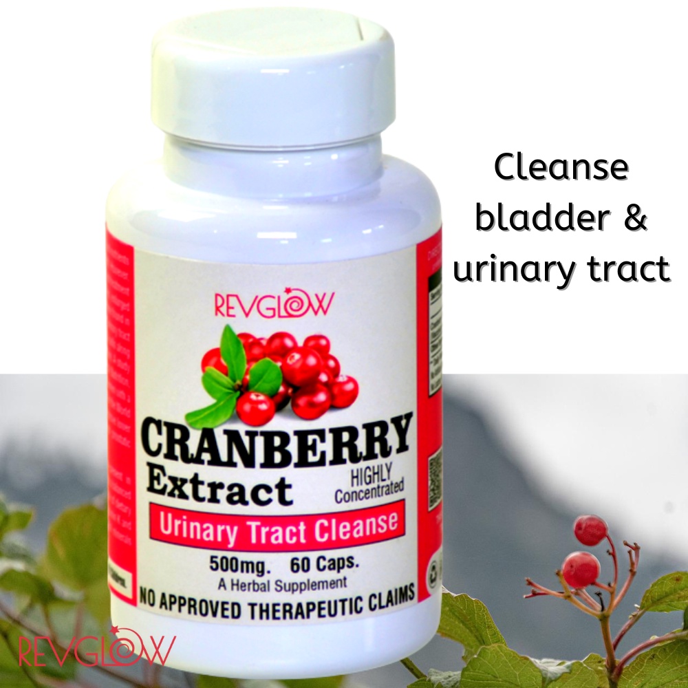 Revglow Cranberry Fruit Extract 500mg 60Caps UTI Kidney Urinary Bladder