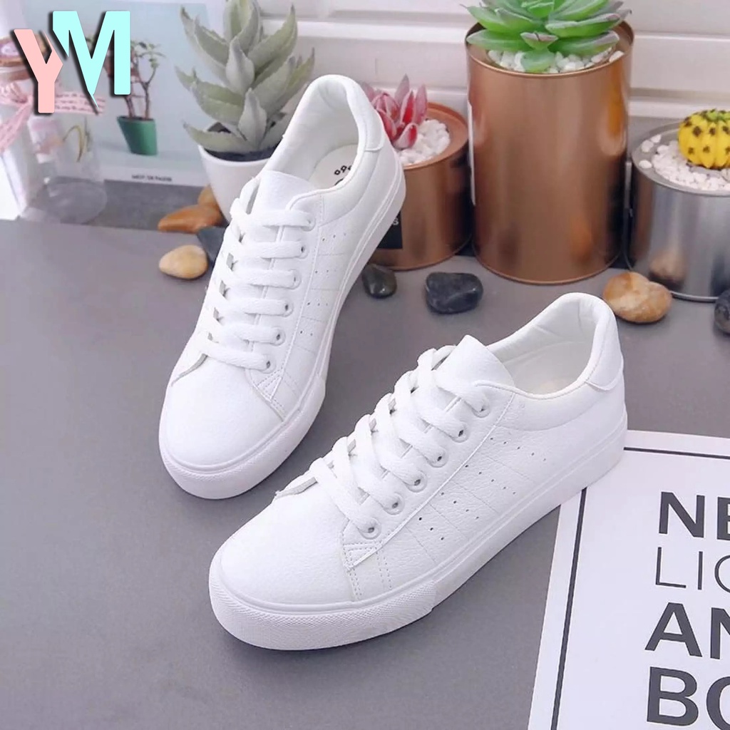 YM Korean Rubber White Shoes #895 (add one size) | Shopee Philippines