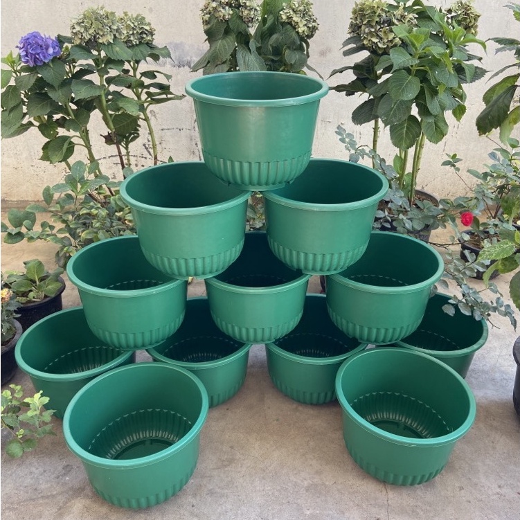 LHK 12pcs 10" x6.5" Plastic Flower Pots Outdoor Garden Planters/ROUND