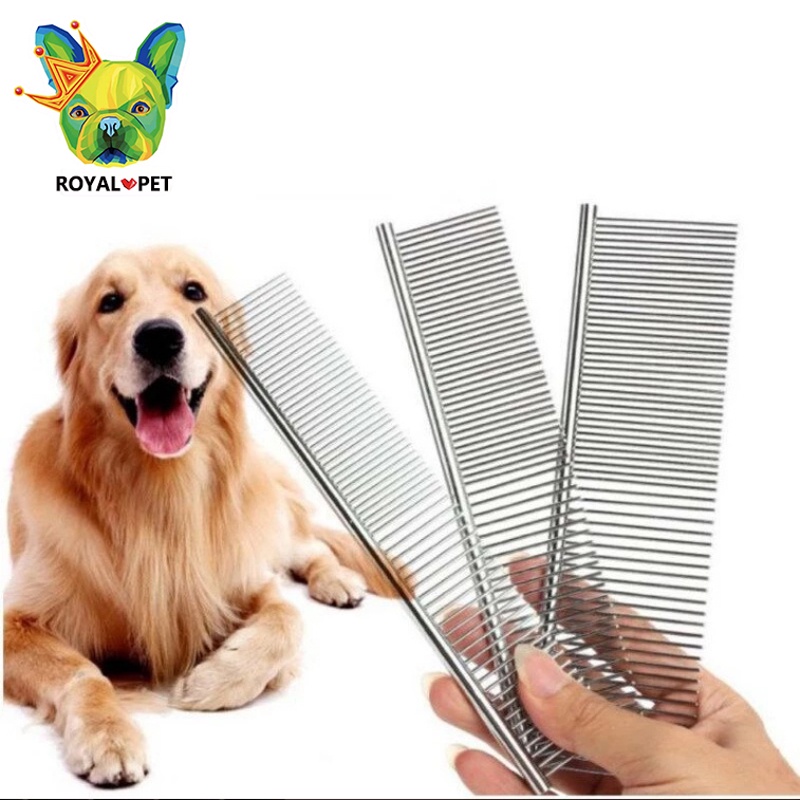 Pet Dog Cat Metal Double Row Teeth Brush Grooming Hair Comb Fur Rake ...