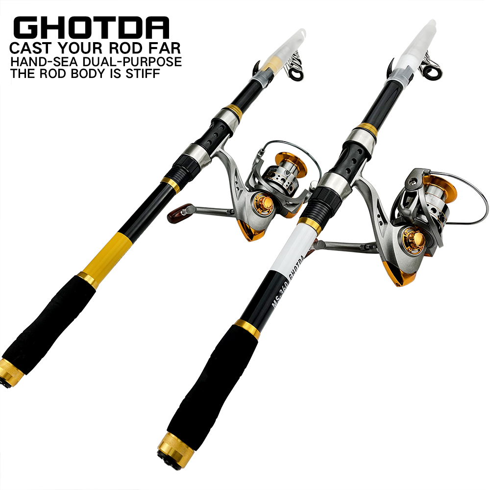 GHOTDA Telescopic Fishing Rod and Spinning Reel Combo Set for Freshwater  1.6-2.4M Lure Rod 1000-4000 Series Fishing Reel Pesca