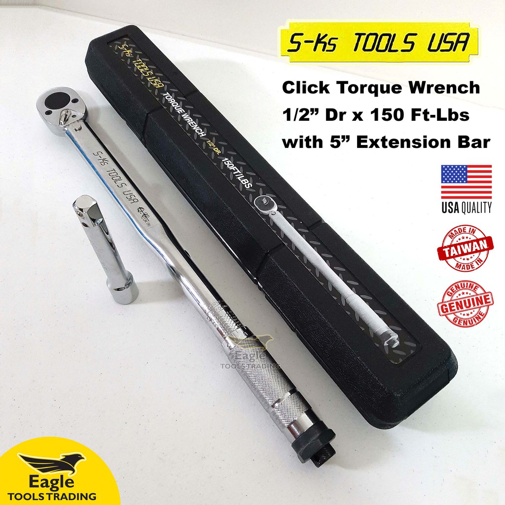 Sks Tools Click Torque Wrench 1/2 x 150 ft lbs with 5 inch Chrome ...