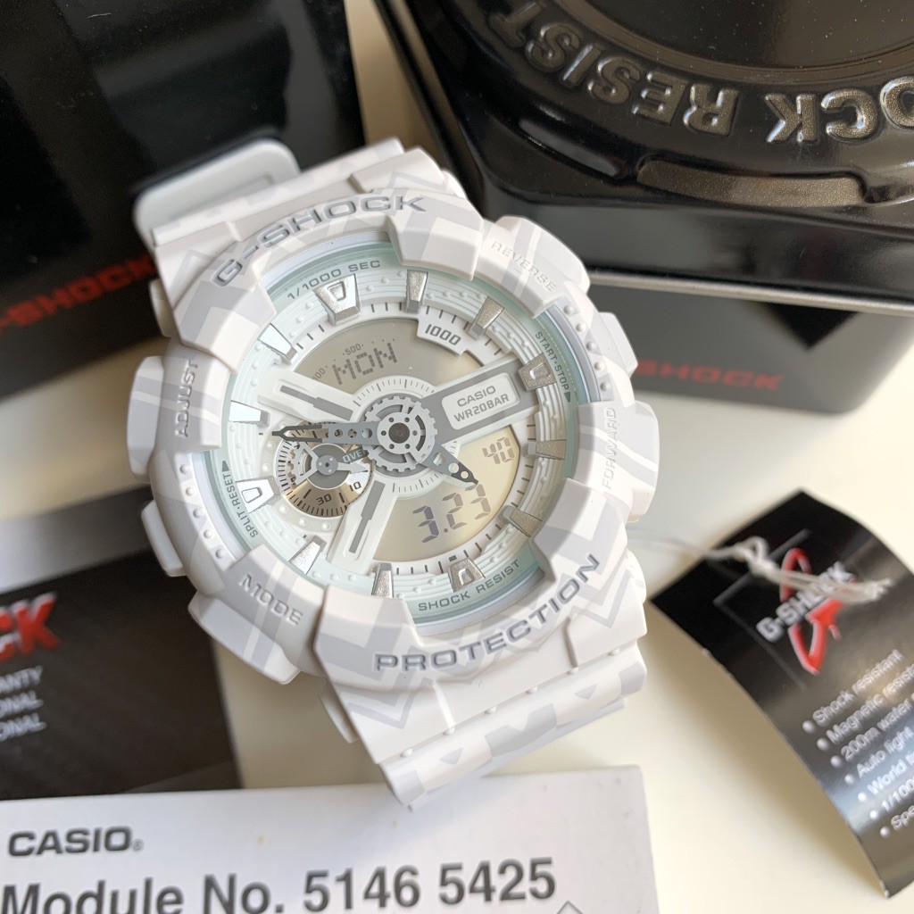 Original Casio G Shock GA110TP 7A Anadigi Watch Tribal Pattern White for Men GA110