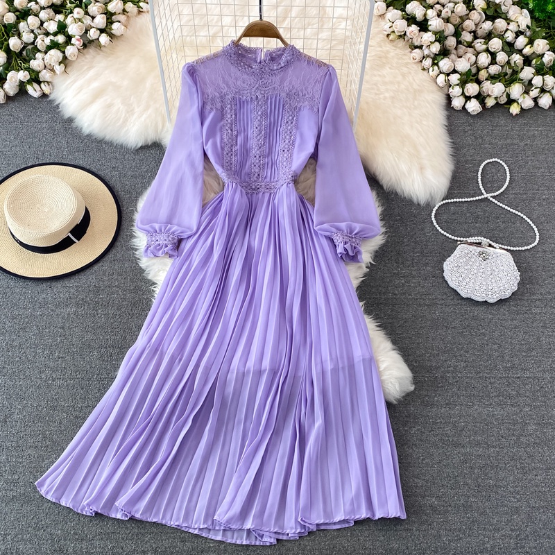 Spring Autumn Elegant Long Dress Women Fashion Long Sleeve Lace ...