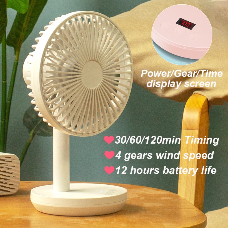 Portable Wireless Desktop Fan Usb Rechargeable Fan 2600mAh 45 degree ...