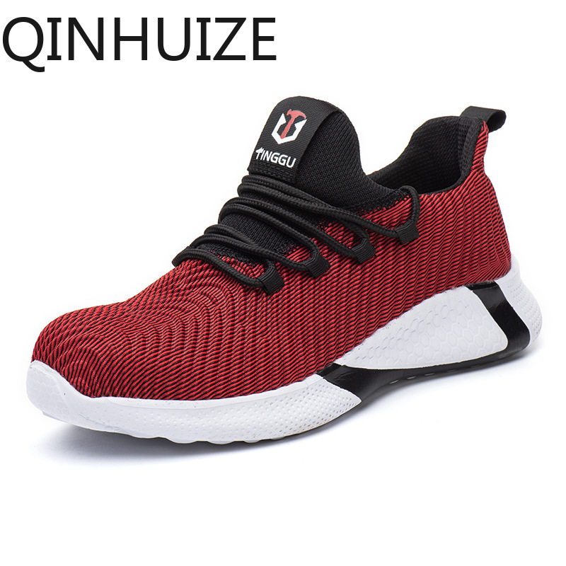 QINHUIZE Summer breathable work safety shoes men's anti-smashing and ...