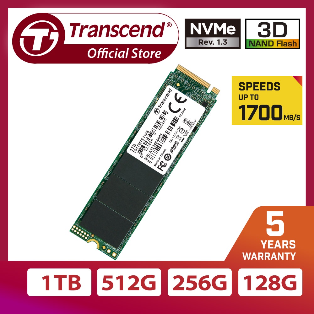 Transcend PCIe Nvme Gen3x4 SSD - MTE110S | 128GB/256GB/512GB/1TB | M.2 ...