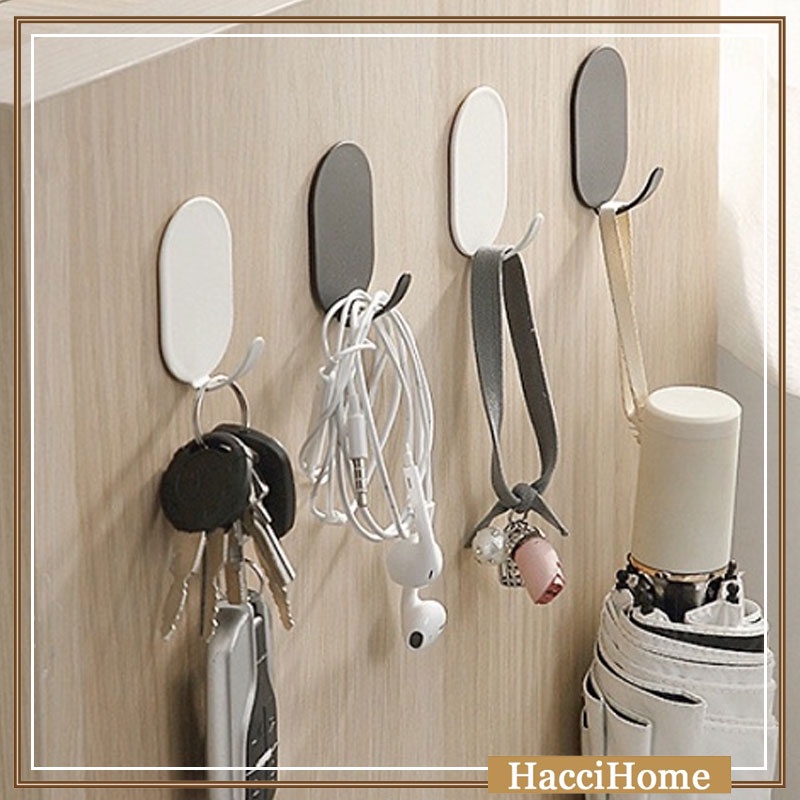 White / Black Carbon Steel Punch Free Metal Hook Traceless Adhesive