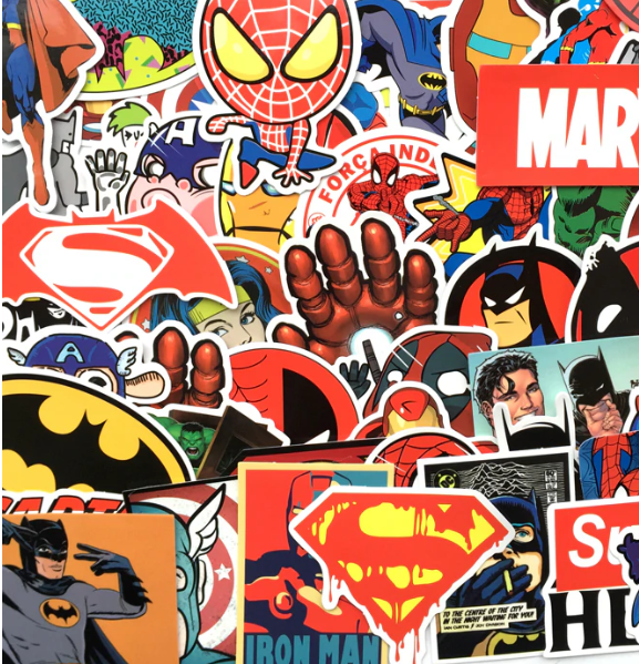 Super Hero Marvel Batman Avengers 50 Cartoon Stickers Kids Laptop ...