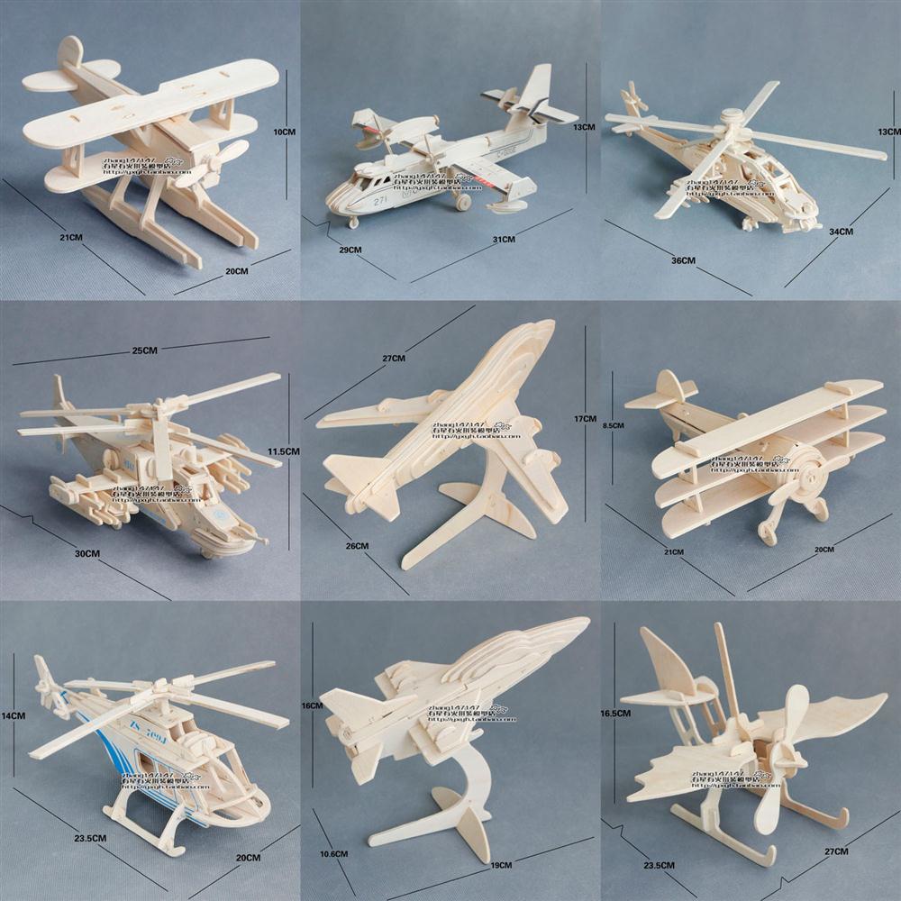 3D mini Wooden Assembly Aircraft Creative Assembly Craft Kit Model For ...