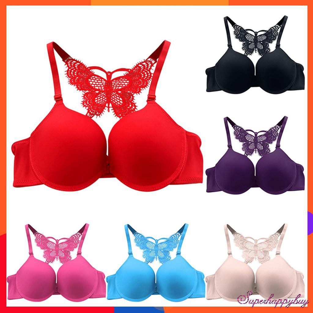 Women bra Sexy Front Closure Push Up Solid Bras Y-Line-Straps Lace