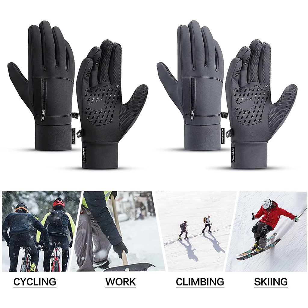 2022 Men's waterproof winter gloves with touch screen nonslip pocket