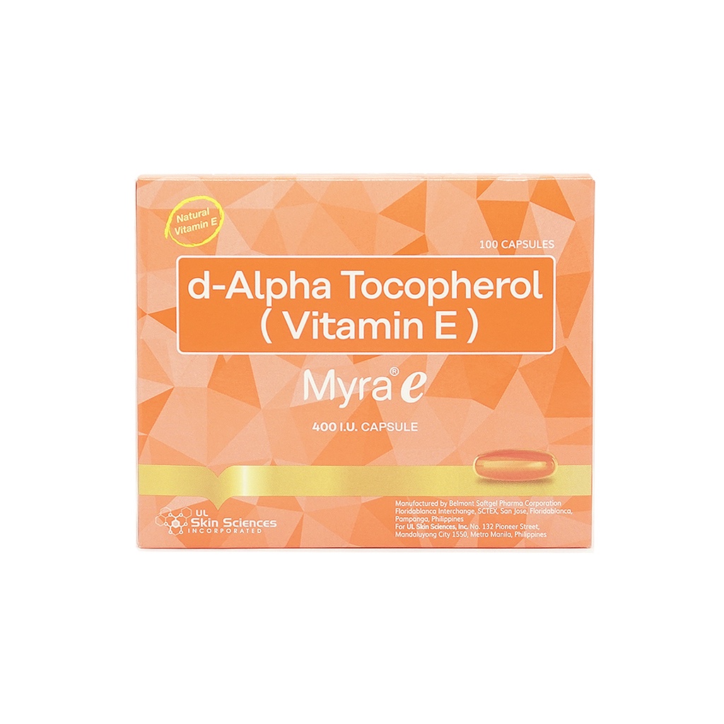 Myra E dalpha Tocopherol (Vitamin E) 400IU Capsules 1 box 100 pcs