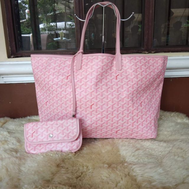 Pink goyard shop tote bag