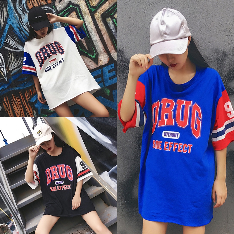 Yaya 220302 men Harajuku BF stripe letter print short sleeve T-shirt tops  Korean sports jersey half-sleeve plus size top
