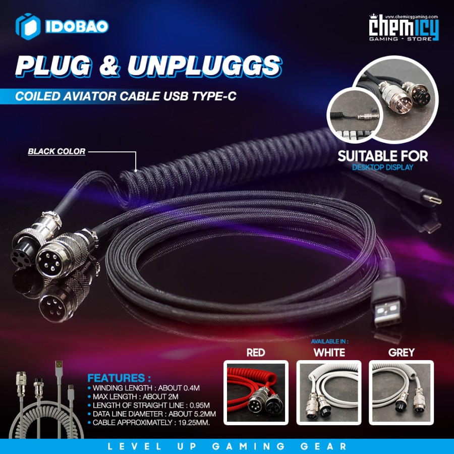 Idobao Plugs and Unpluggs Data Lines Coiled No Type-C Cables | Shopee ...