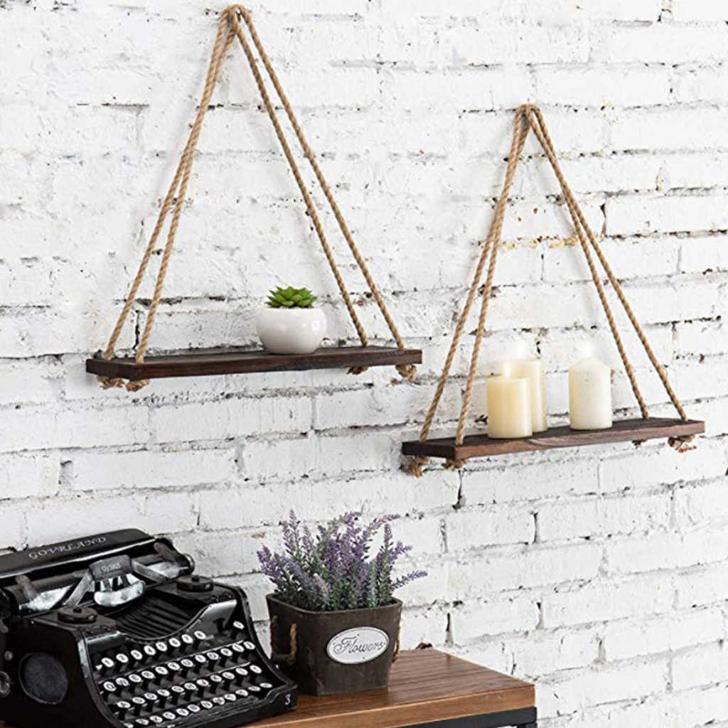 Home Nordic Style Storage Rack Wall Shelves Wall Decor Wooden Beads ...