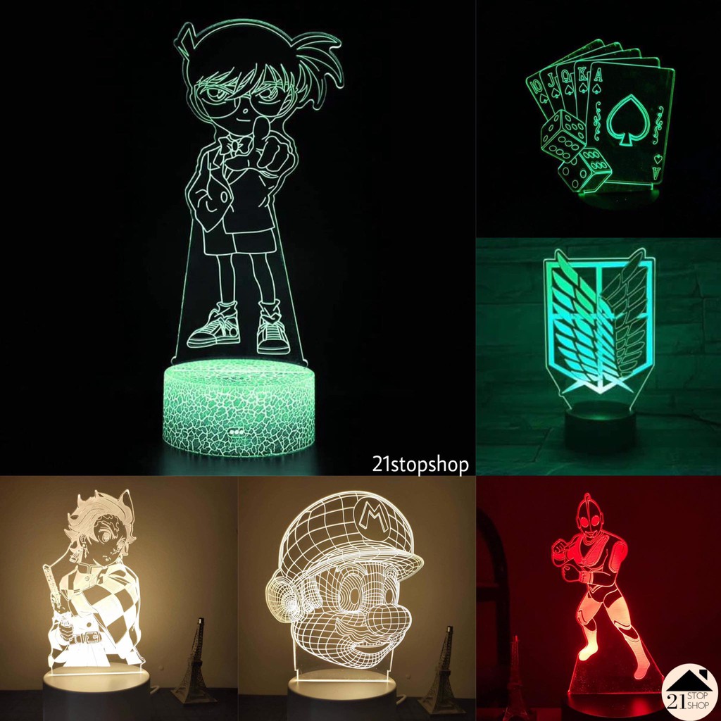 21SHOP Anime 2.0 3D Acrylic LED Lamp [single/7 colors/16 colors with ...