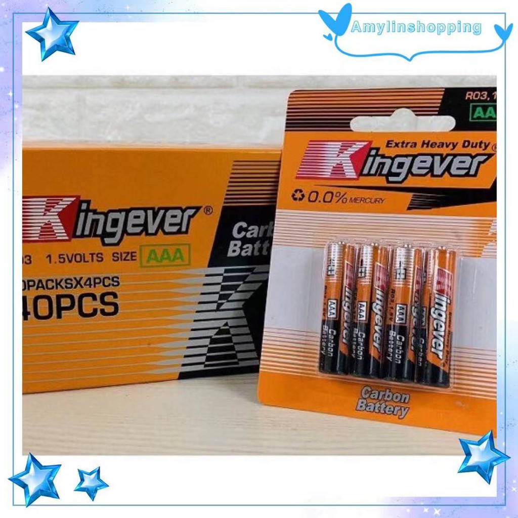 40pcs/1box Kingever Extra Heavy Duty Battery AA