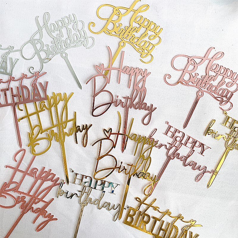 New Arrivals Rose Gold Acrylic Happy Birthday Cake Topper Kids Favors ...