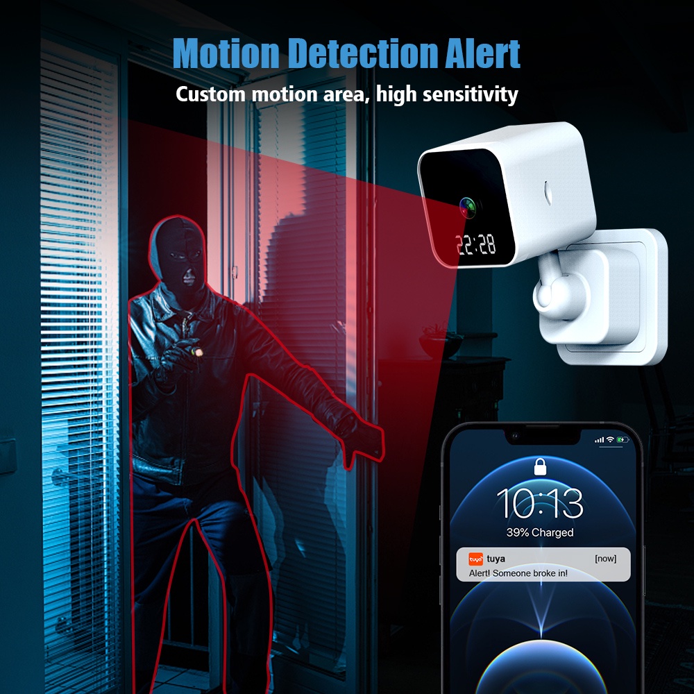 Wistino Tuya 4K Indoor Clack Camera Plug And Play Motion Detection 2.4G ...