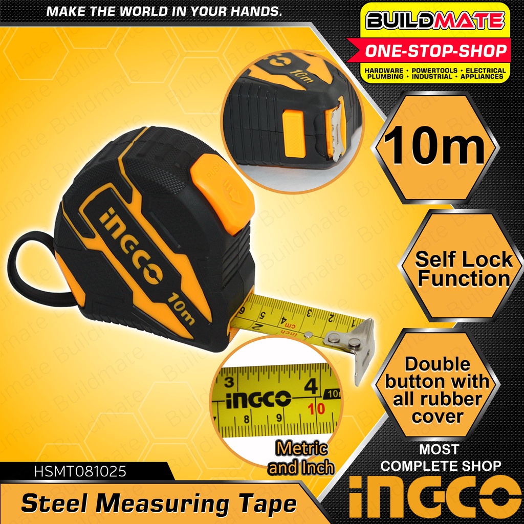 BUILDMATE Ingco Self Locking Steel Measuring Tape Measure 10M | 5M | 3M ...