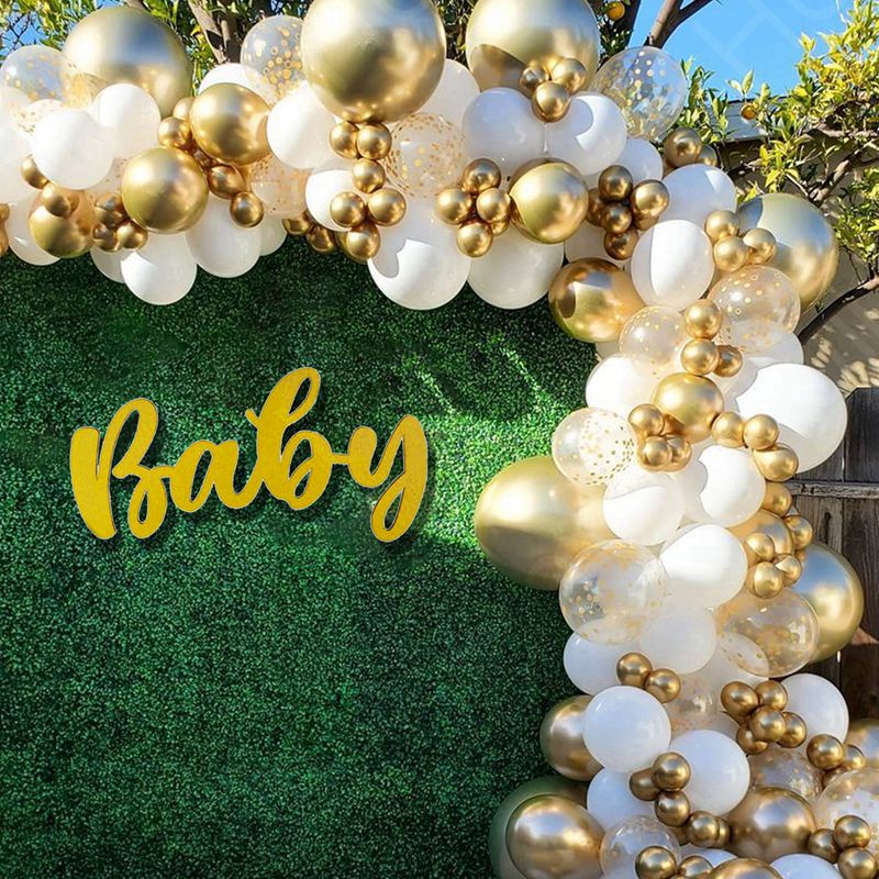 White Gold Balloon Garland Arch Kit Happy Birthday Party Decoration ...