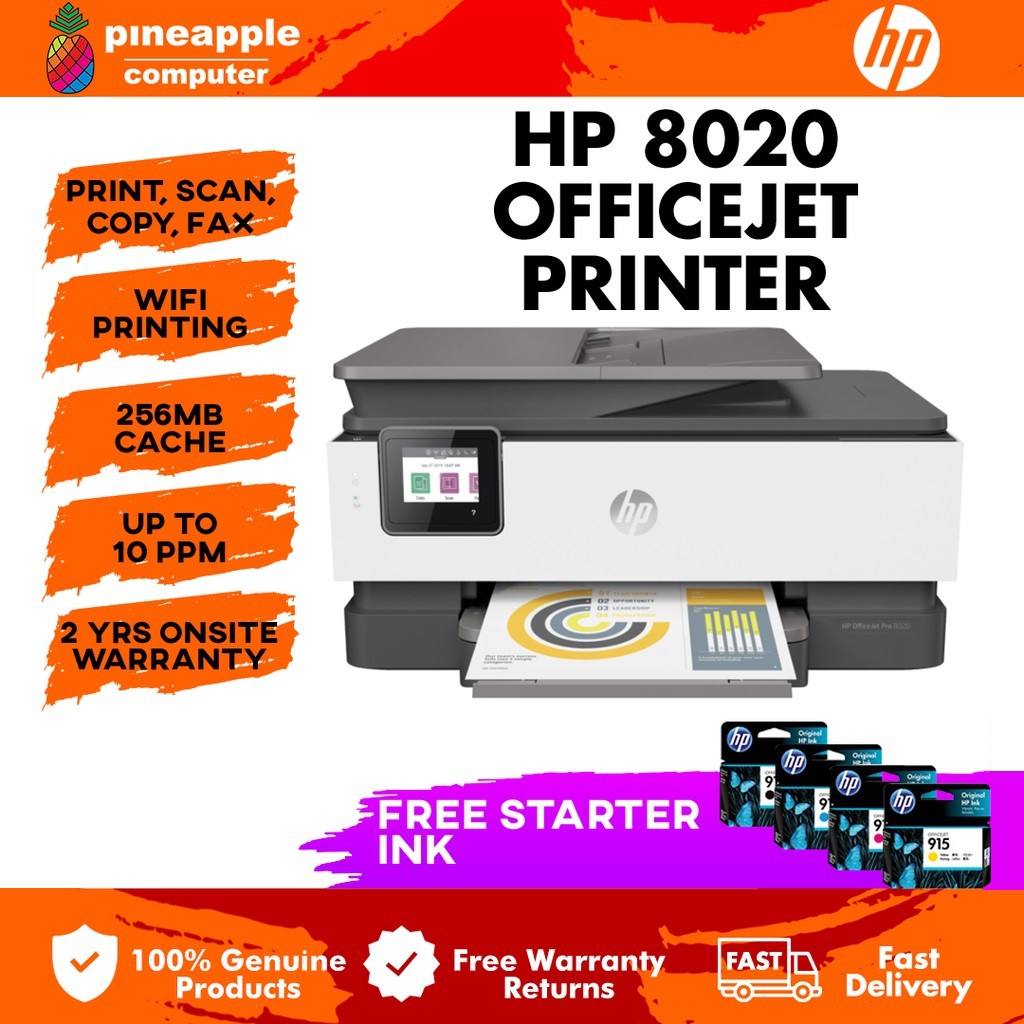 Hp Officejet Pro 8020 All In One Wireless Printer Printscancopyfaxduplexwifi Shopee 1043