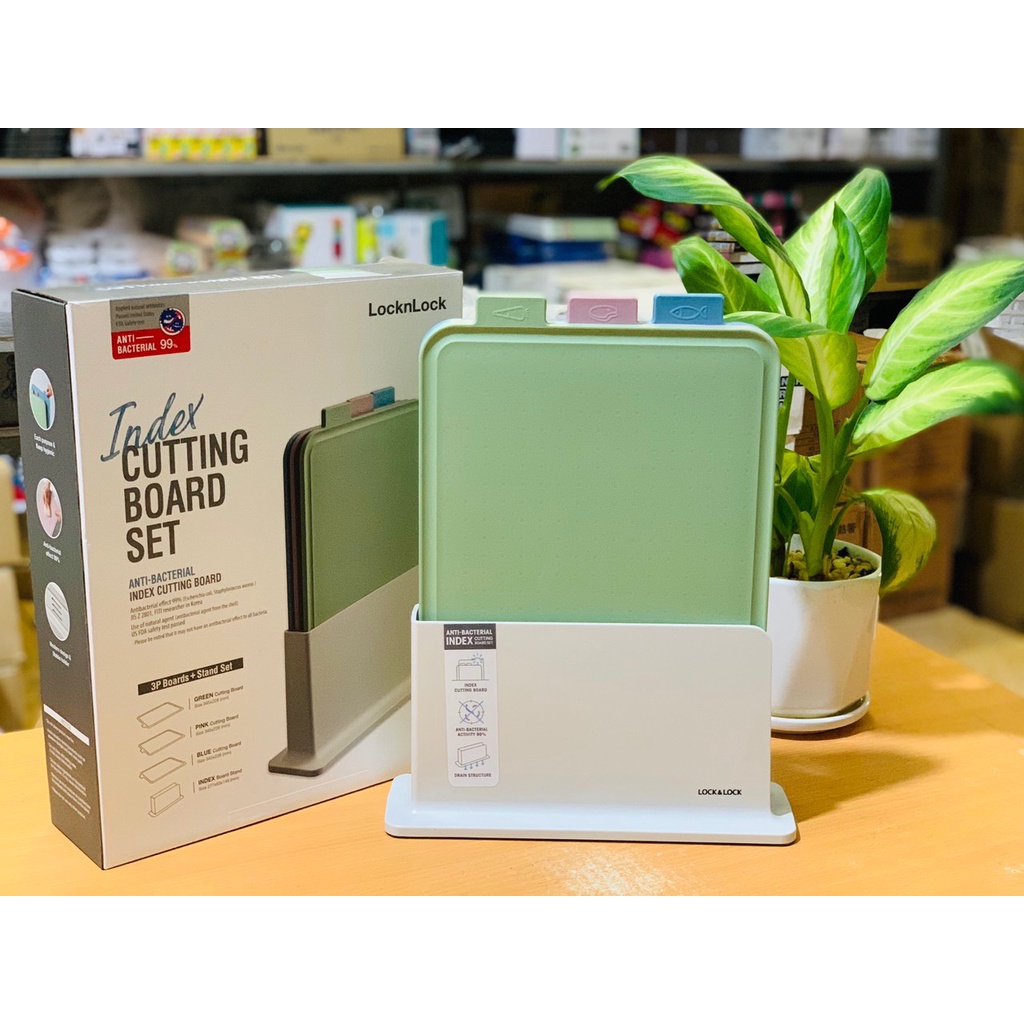 Shelf set of 3 high quality antibacterial plastic cutting boards LOCK ...