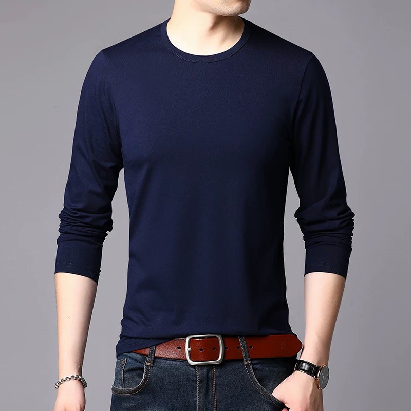 Men's Plain Tops Korean Fashion Long Sleeve T-shirt For Men Top Sale ...