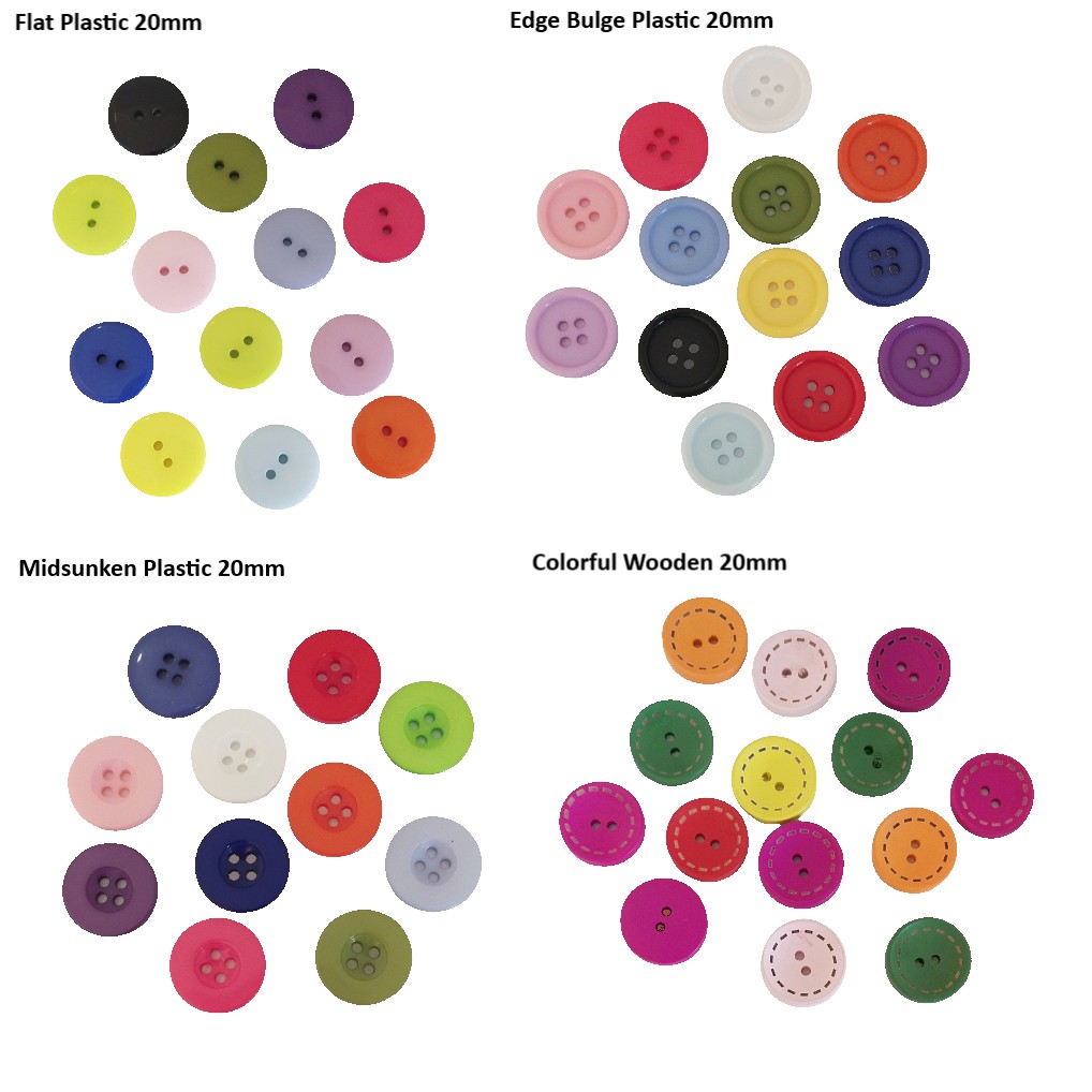 10 pcs/set 20mm Colorful Buttons - Plastic, Wood | Shopee Philippines