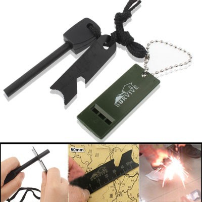 Outdoor Survival Kit Magnesium Flint Stone Fire Maker Plus Pluit ...