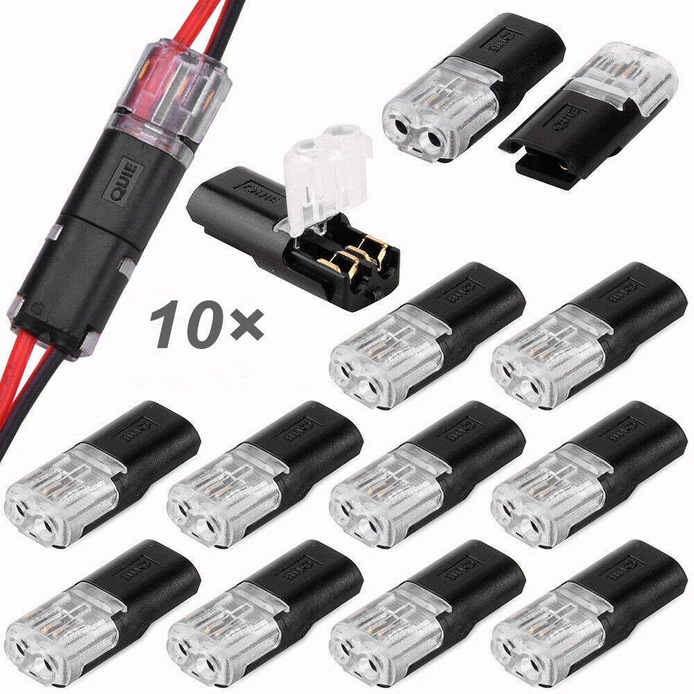10pcs 2pin Pluggable Wire Connector Quick Splice Electrical Cable Crimp ...