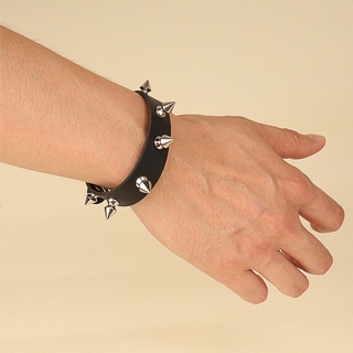 Heart Star Spike Leather Bracelet Mens Wristband Women Punk Rock