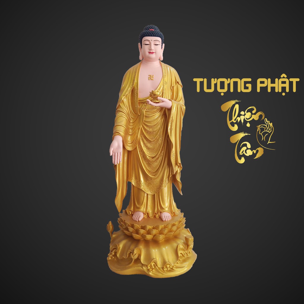 The statue of Amitabha Buddha is 90cm high Stand Yellow (Taiwan