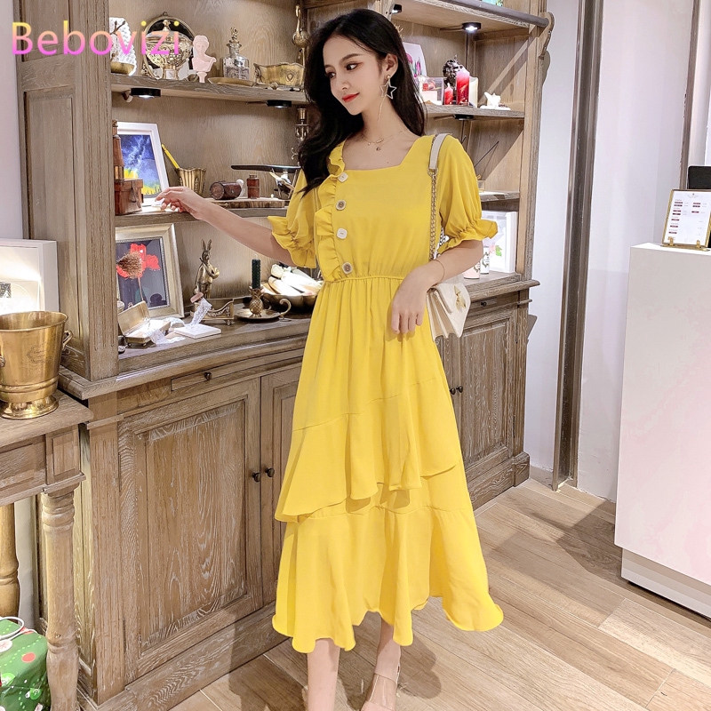 Korean yellow dress sale