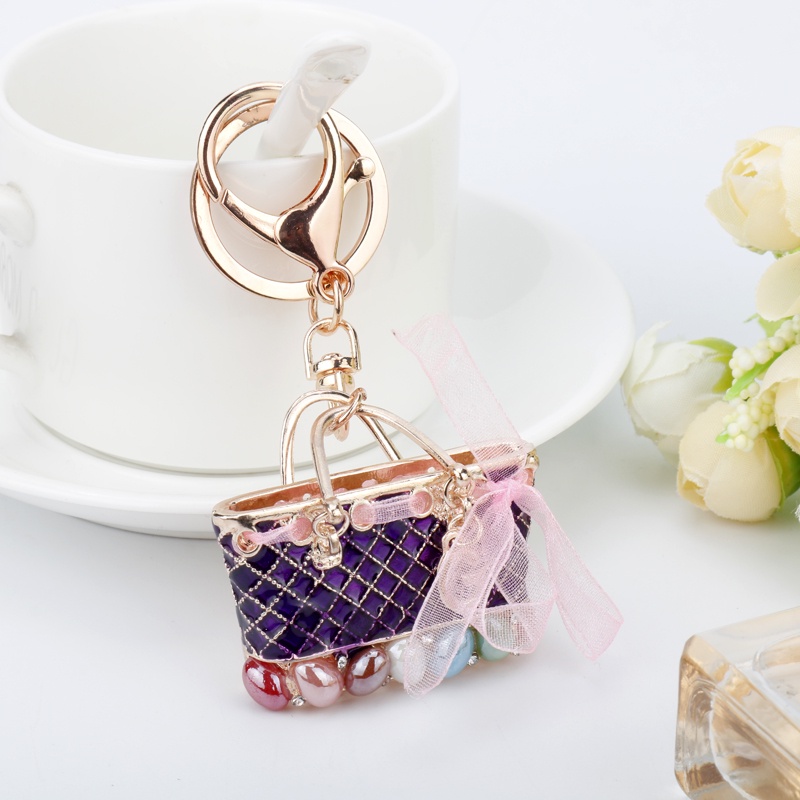 New Style Shaped Metal Bag Charming Purse Handbag Keychain Beads ...