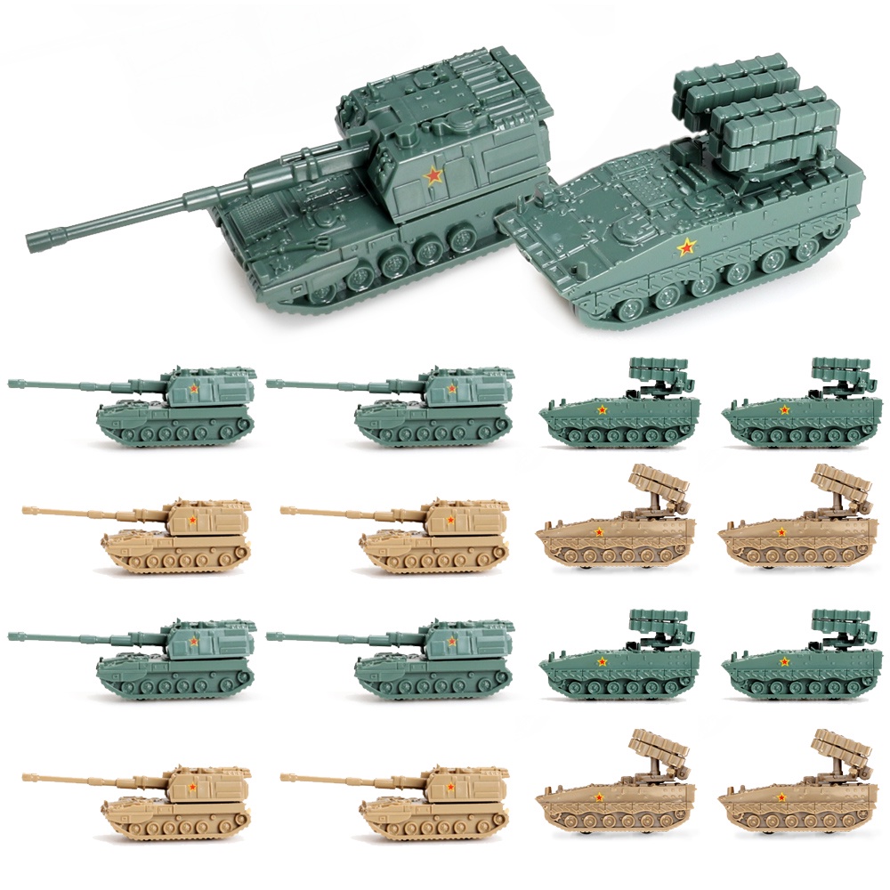 ViiKONDO 16 Pcs Toy Tank Playset 1/144 Scale Chinese AntiTank Missile VS SelfPropelled