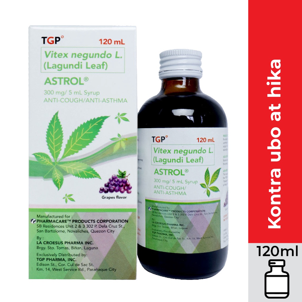 ASTROL TGP Vitex neg L.Lagundi Leaf 300mg/5ml 120ml Syrup 1 bottle for