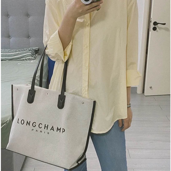 Longchamp sales canvas tote