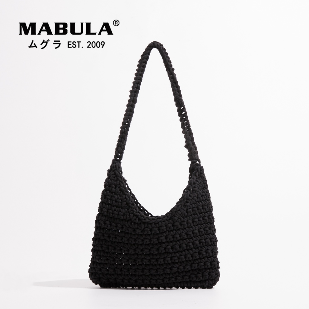 MABULA Brand Beige Crochet Women Beach Shoulder Purse Handwoven Simple ...