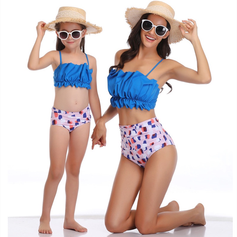 New Mommy And Me High-waist Sexy Bikini Bathing Swimsuit Family Matching  Summer Mother Daughter Swi