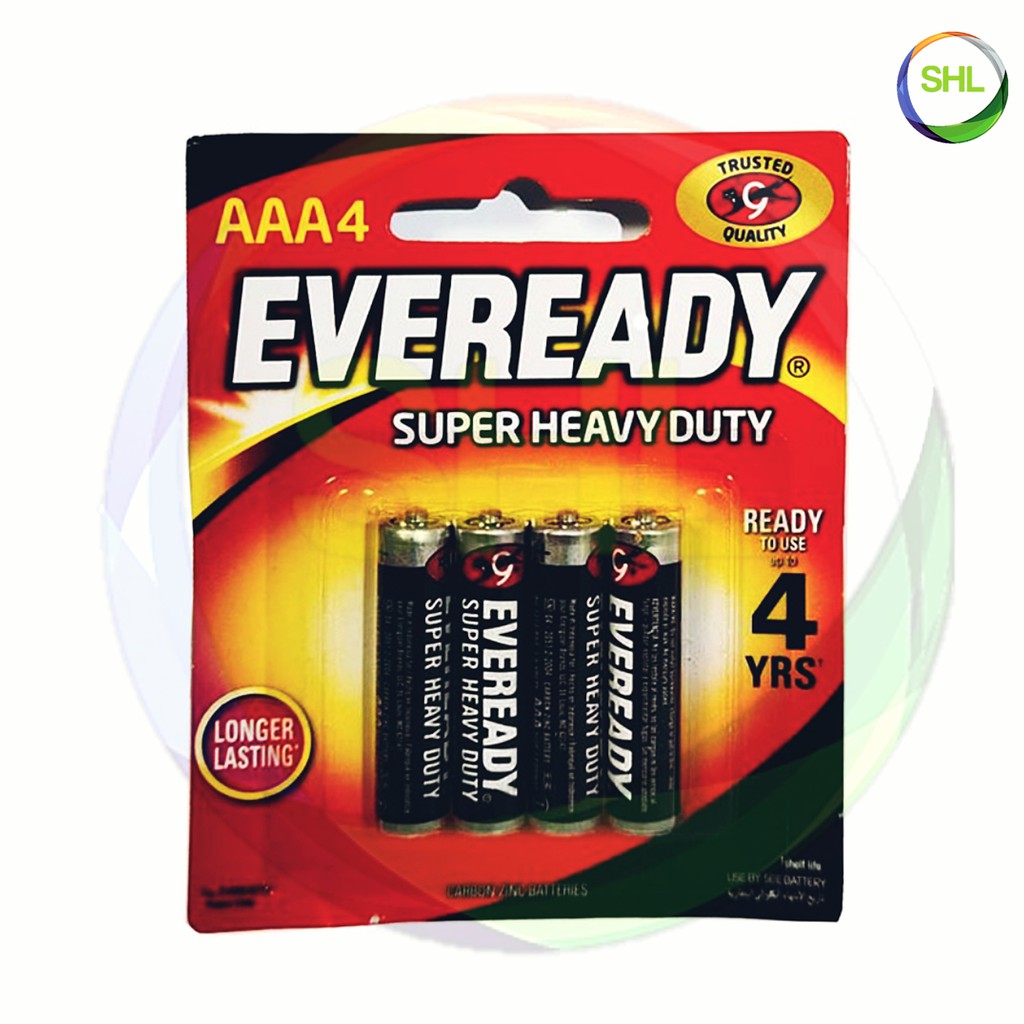 Eveready Super Heavy Duty R03 1.5V AAA Size Carbon Zinc Battery Black