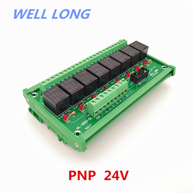 DIN Rail Mount 8 Channel PNP Type 24V 15A Power Relay Interface Module ...